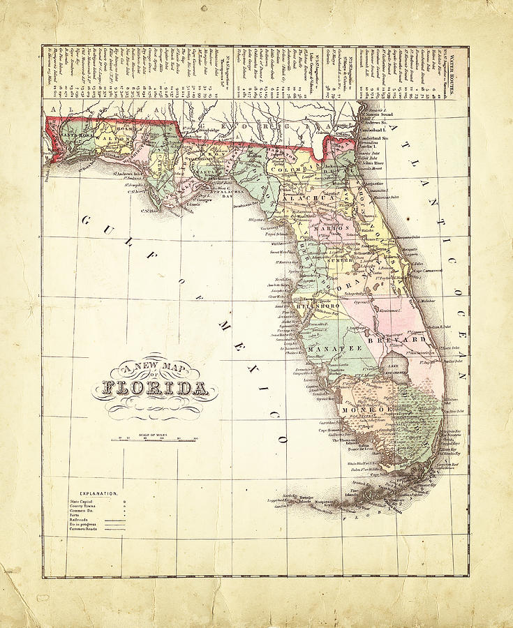 1860 Map Of Florida Photograph by Roberto Adrian