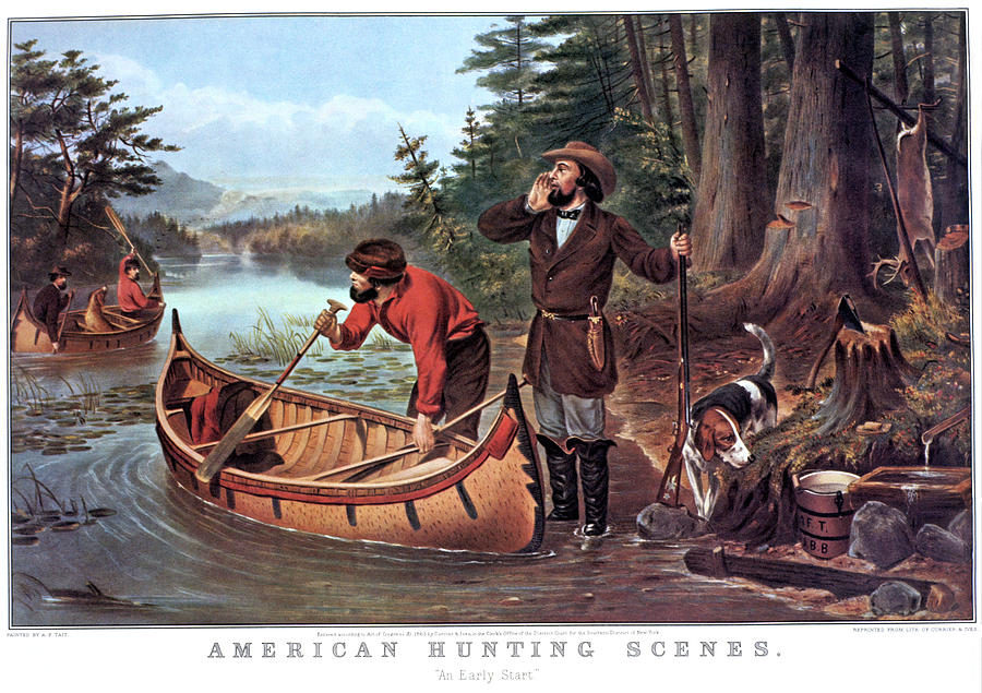 1860s American Hunting Scenes An Early Painting by Vintage Images