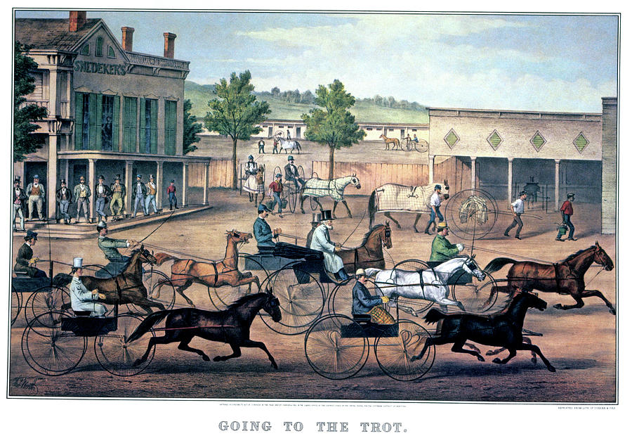 Currier And Ives Painting - 1860s Going To The Trot A Good Day & by Vintage Images