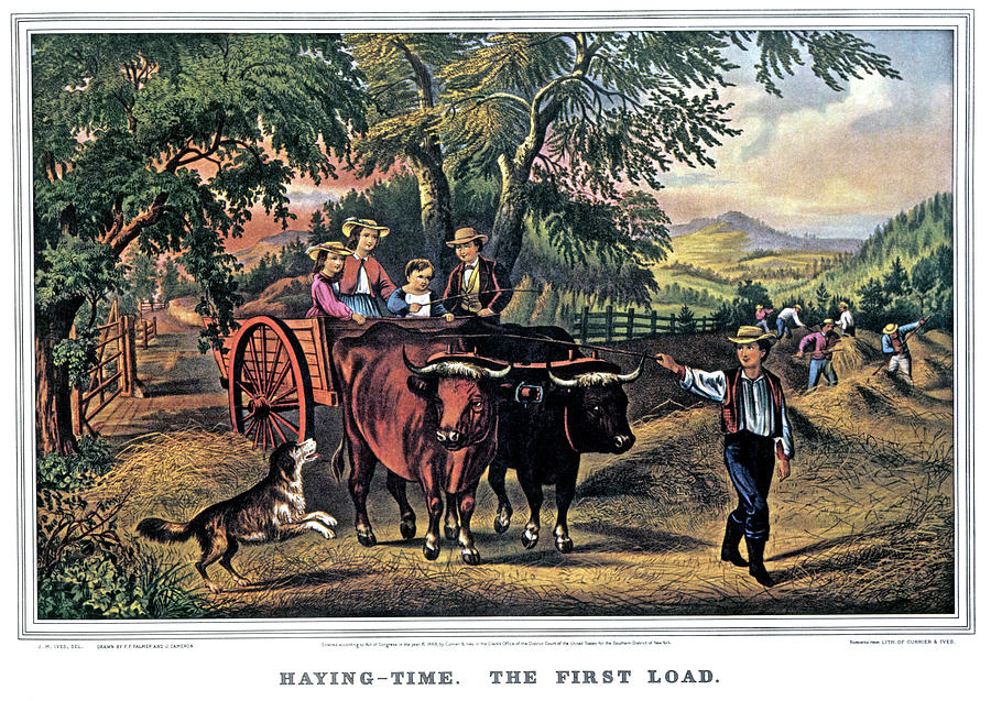 Currier And Ives Painting - 1860s Haying Time The First Load - by Vintage Images