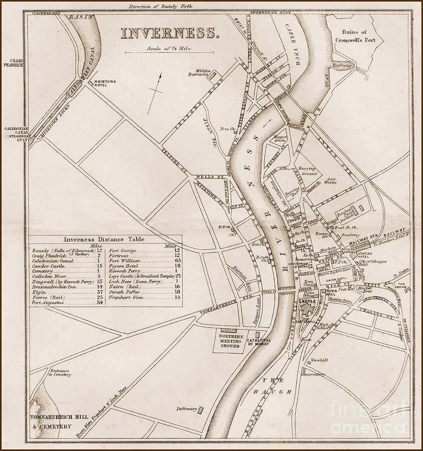 1860s Map Of Inverness Scotland Photograph by The Keasbury-Gordon ...