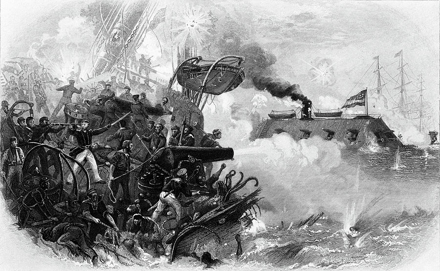 Black And White Painting - 1860s March 8 1862 Iron Clad by Vintage Images