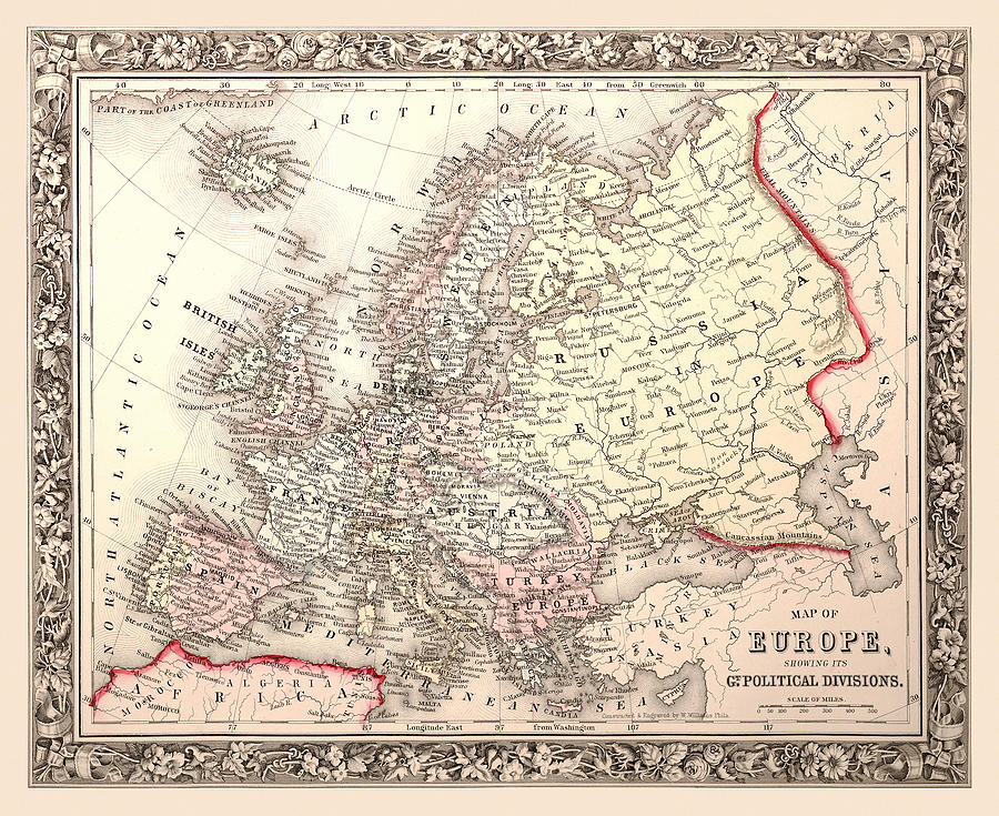 1861 Map Of Europe Digital Art by Gary Grayson