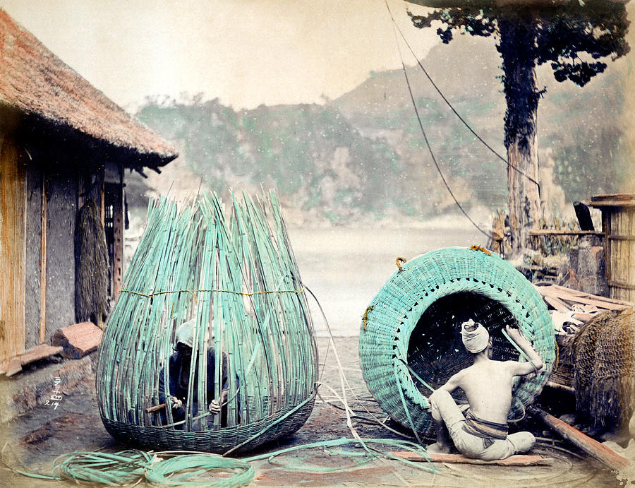 1870 Japanese Basket Weavers Photograph by Historic Image