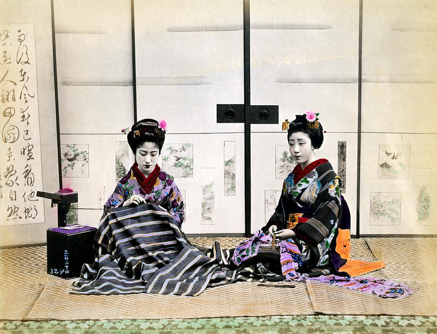 1870 Japanese Geisha in Drawing Room Photograph by Historic Image