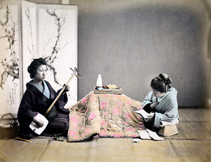 1870 Japanese Geisha Relaxing Photograph by Historic Image