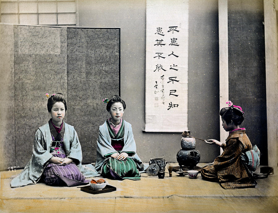 1870 Japanese Geisha Serving Tea Photograph by Historic Image