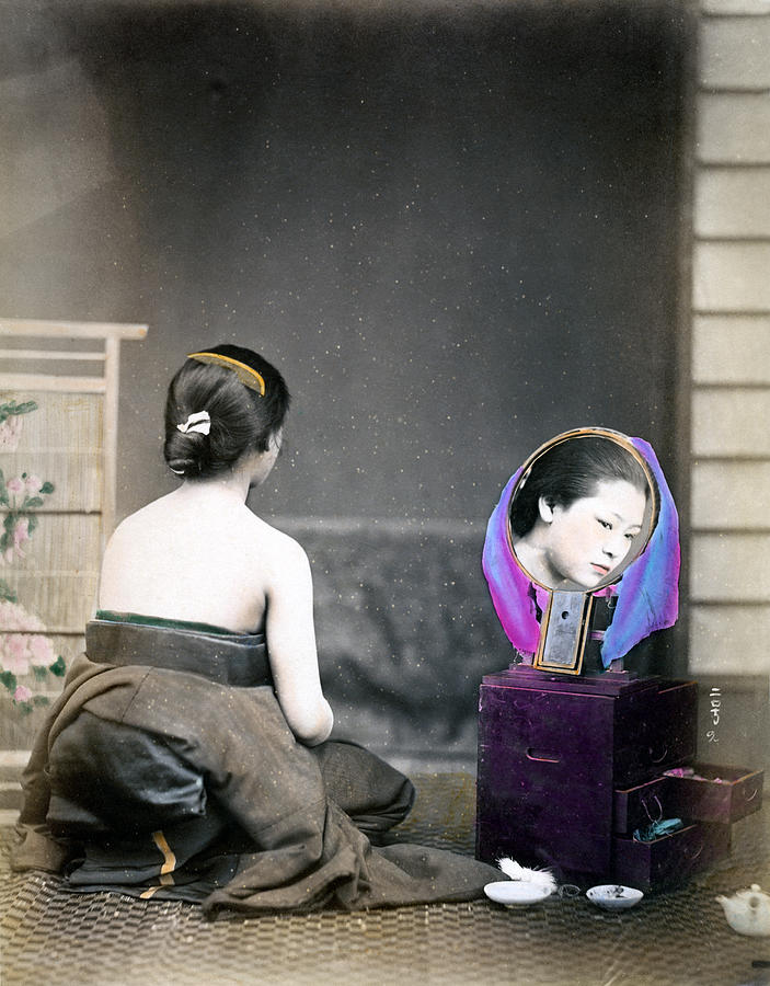 1870 Japanese Woman in her Dressing Room Photograph by Historic Image