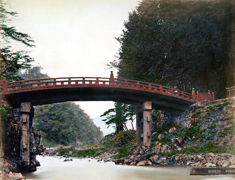 1870 Sacred Bridge of Nikko Japan Photograph by Historic Image