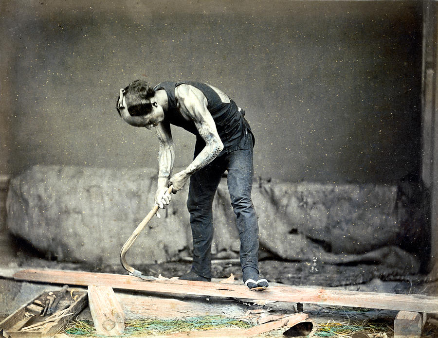 1870 Tattooed Japanese Carpenter Photograph by Historic Image