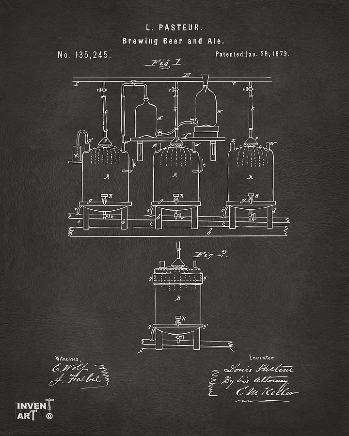Beer Digital Art - 1873 Brewing Beer and Ale Patent Artwork - Gray by Nikki Marie Smith