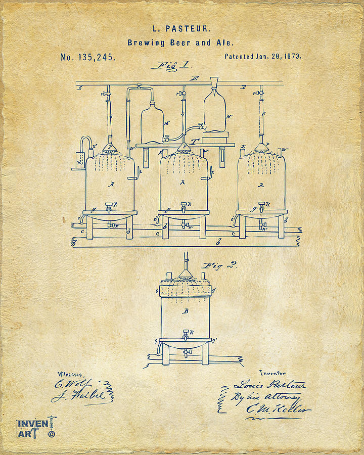 1873 Brewing Beer and Ale Patent Artwork - Vintage Digital Art by Nikki Marie Smith
