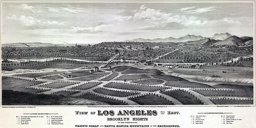 Los Angeles Photograph - 1877 Map of Los Angeles by Stephen Stookey