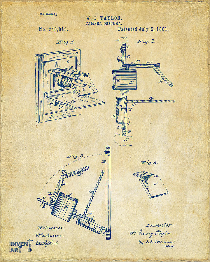 1881 Taylor Camera Obscura Patent Vintage Digital Art by Nikki Marie Smith