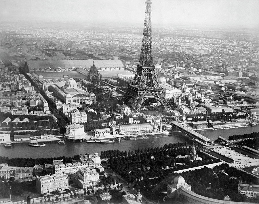 Eiffel Tower Photograph - 1889 Aerial Of Paris by Underwood Archives