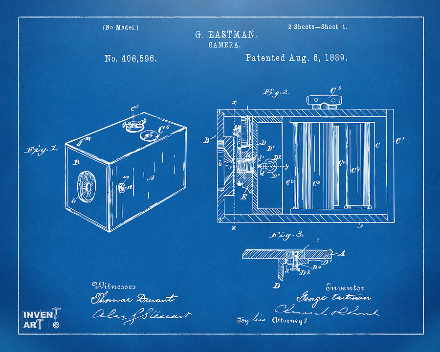 1889 George Eastman Camera Patent Blueprint Digital Art by Nikki Marie Smith