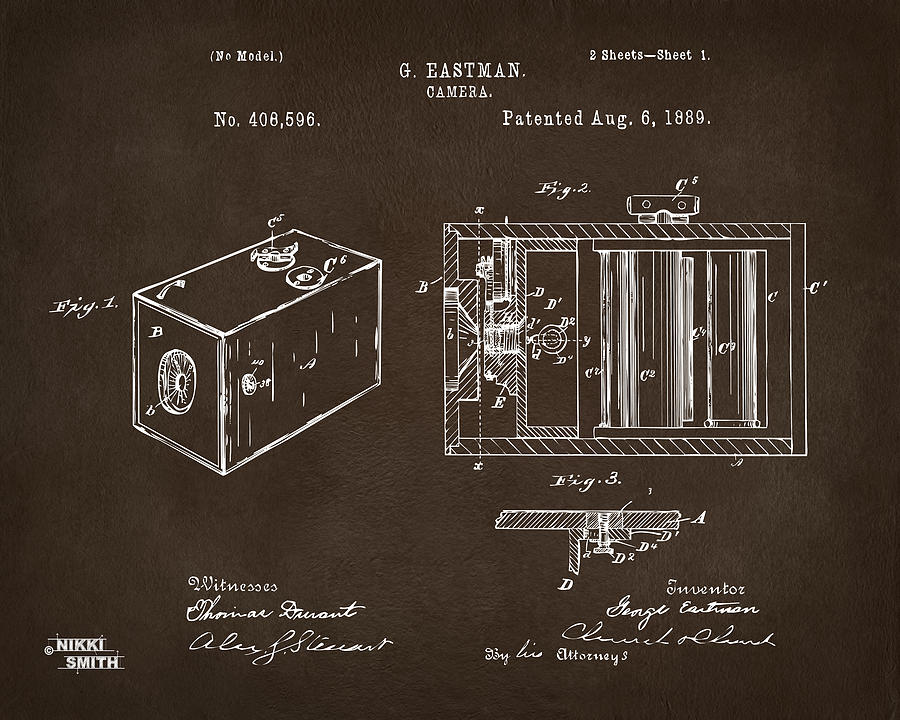 1889 George Eastman Camera Patent Espresso Digital Art by Nikki Marie Smith