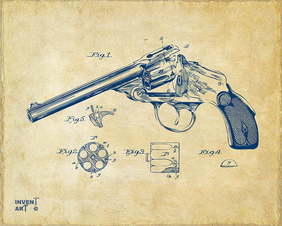Vintage Digital Art - 1889 Wesson Revolver Patent Minimal - Vintage by Nikki Marie Smith