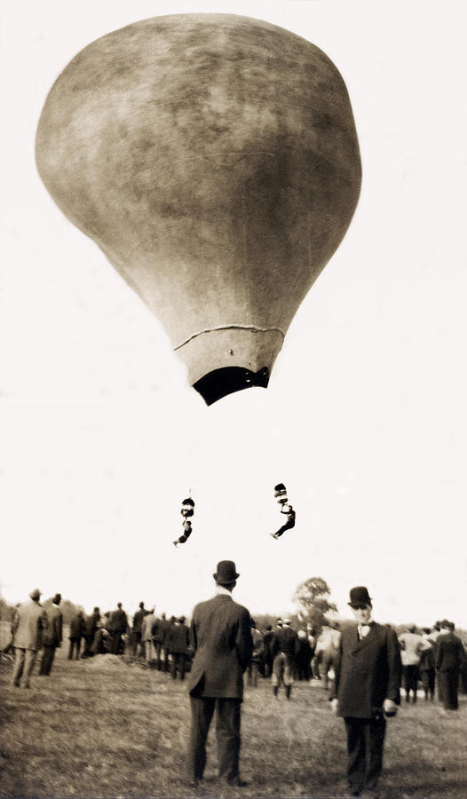 1890 Hot Air Balloon Acrobats Photograph by Historic Image