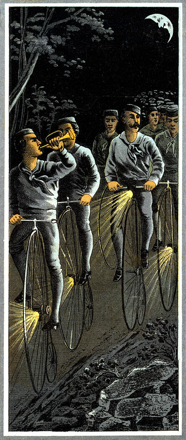 1890 Nocturnal Bike Team  Painting by Historic Image