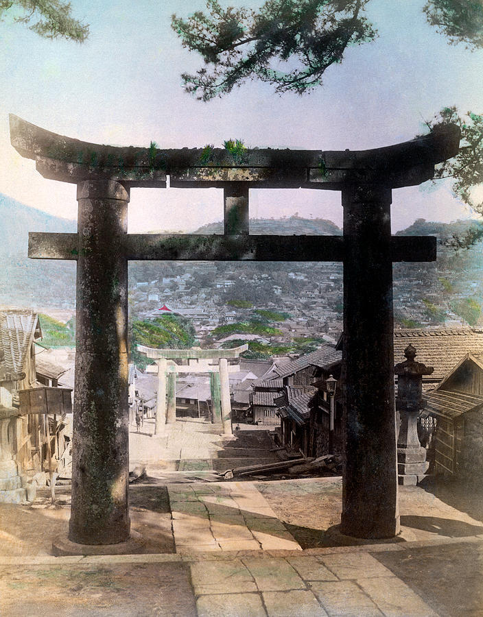 1890 Osuwa Temple Gate of Nagasaki Japan Photograph by Historic Image