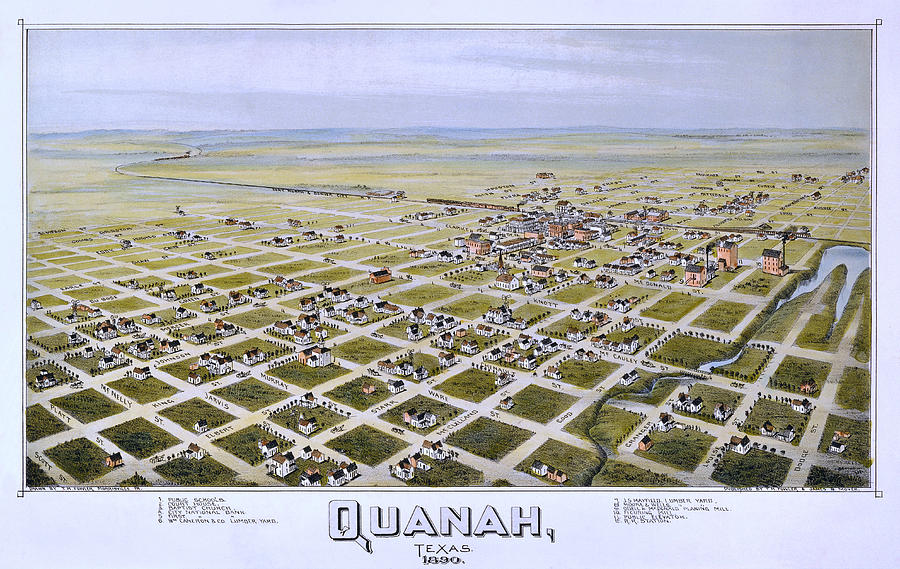 1890 Vintage Map of Quanah Texas Photograph by Stephen Stookey - Pixels