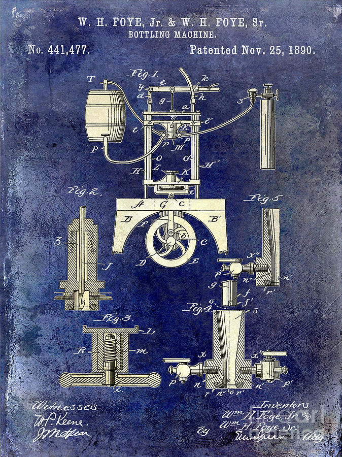 1890 Wine Bottling Machine 2 Tone Blue Photograph by Jon Neidert