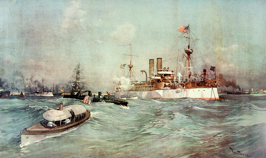 1890s Us Battleship Maine February 14 Painting by Vintage Images