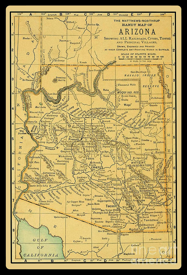 1891 Arizona Map Photograph by Phil Cardamone