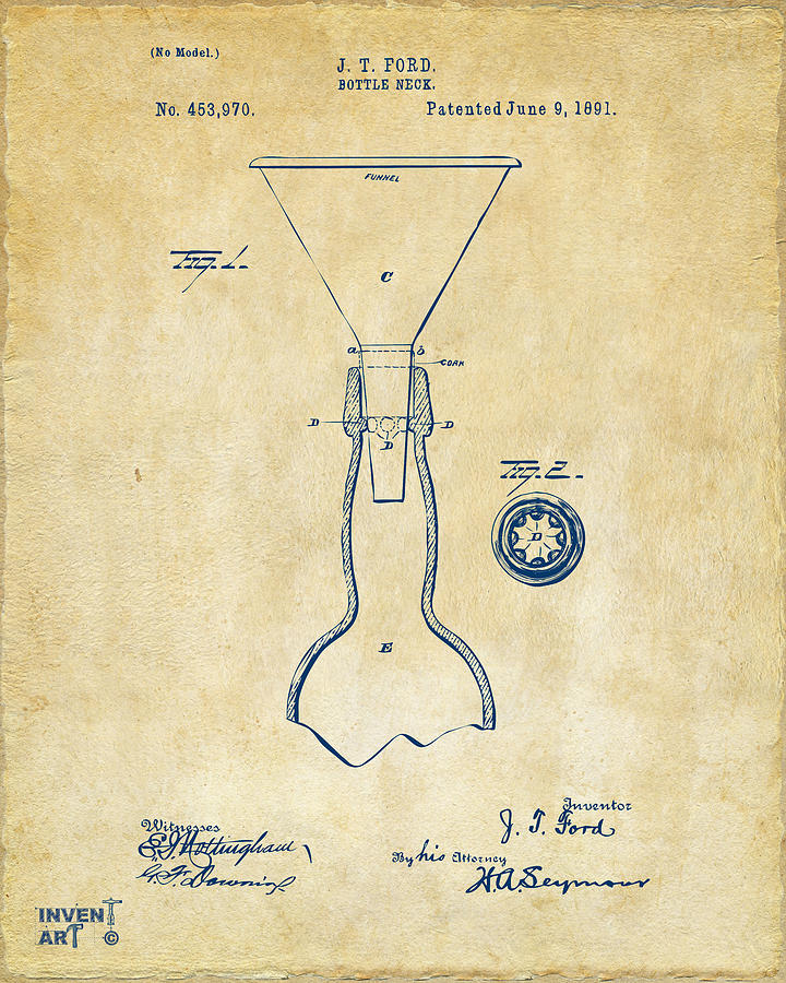 1891 Bottle Neck Patent Artwork Vintage Digital Art by Nikki Marie Smith