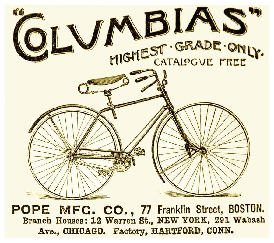 1891 - Columbia Bicycle Advertisement Digital Art by John Madison
