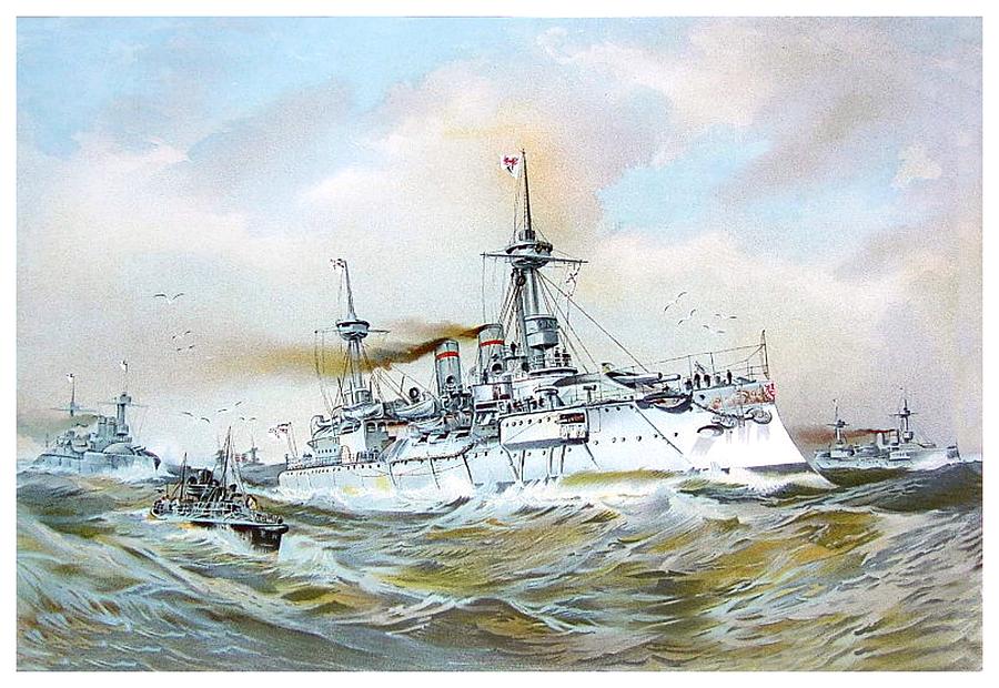 1895 - The Brandenburg Squadron at Sea - Color Digital Art by John Madison