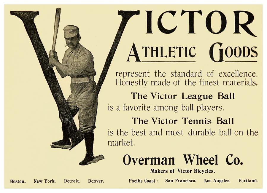 1895 - Victor Athletic Goods Advertisement - Baseball Digital Art by John Madison