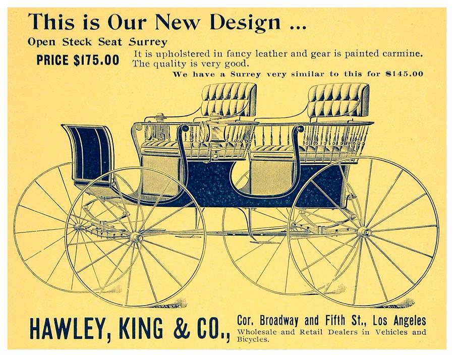 1898 - Hawley King and Company - Surrey Buggy Advertisement - Color Digital Art by John Madison