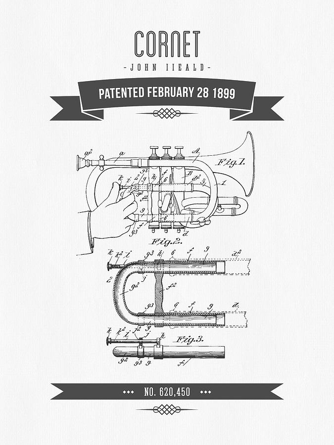 1899 Cornet Patent Drawing Digital Art