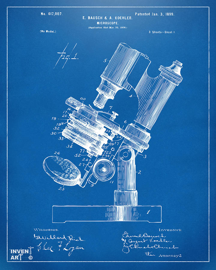 1899 Microscope Patent Blueprint Digital Art by Nikki Marie Smith