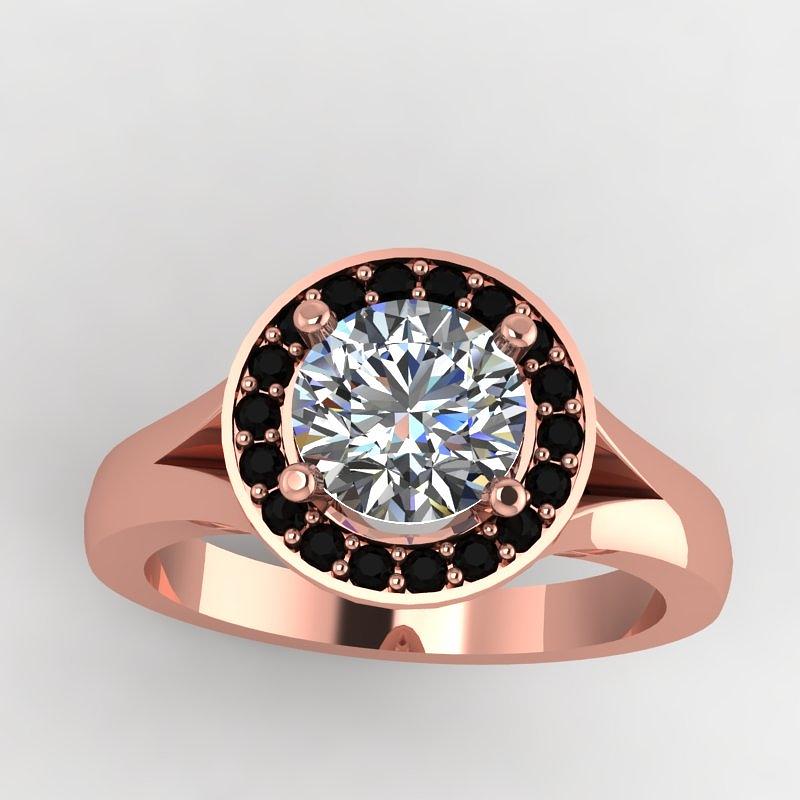 Rose gold ring hot sale with black stone