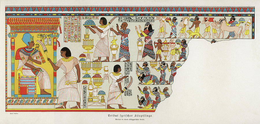 Syrian Drawing - 18th Dynasty  Syrian Chiefs Pay Tribute by Mary Evans Picture Library