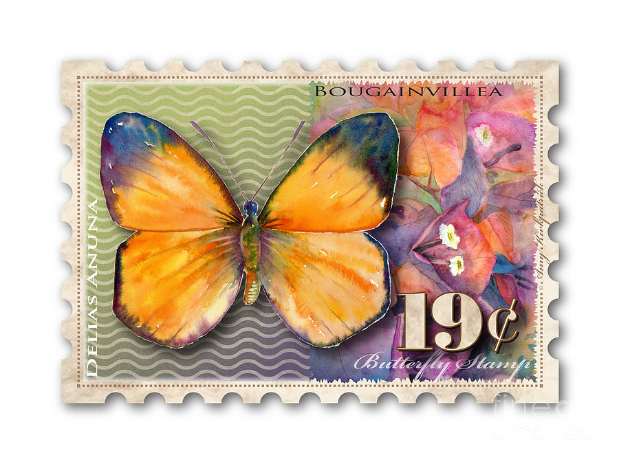 19 Cent Butterfly Stamp Painting