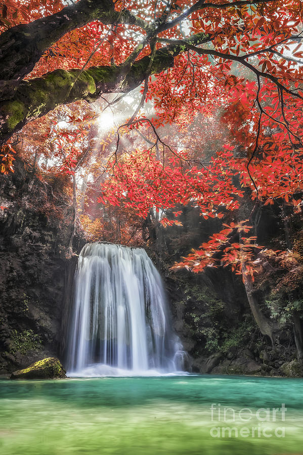 Cool Photograph - Erawan Waterfall #19 by Anek Suwannaphoom