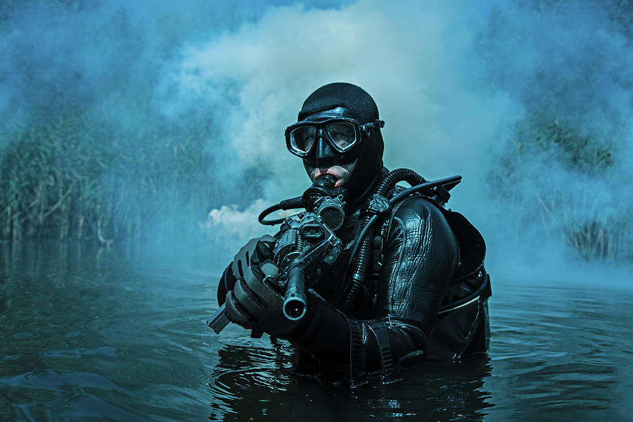 Frogman With Complete Diving Gear #19 Photograph by Oleg Zabielin