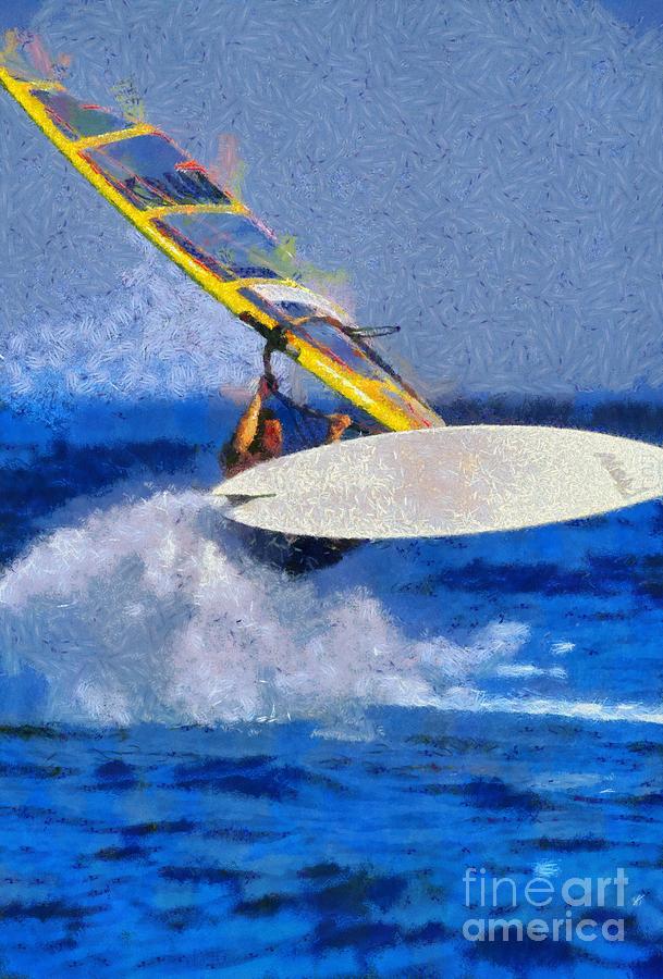 Sports Painting - Windsurfing #8 by George Atsametakis