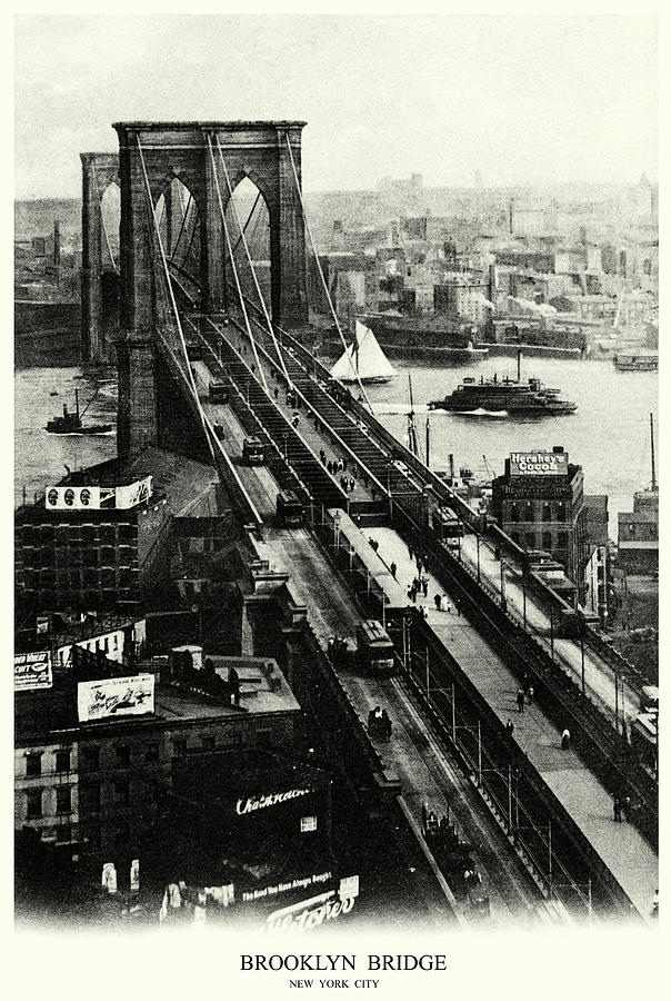 1900 Brooklyn Bridge Painting by Historic Image