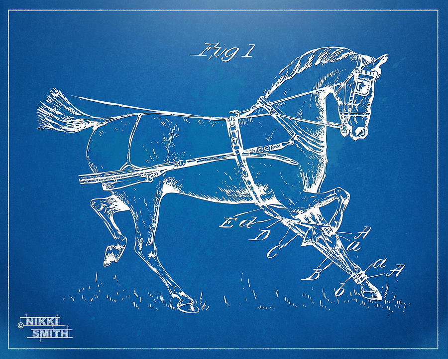 Horse Digital Art - 1900 Horse Hobble Patent Artwork by Nikki Smith