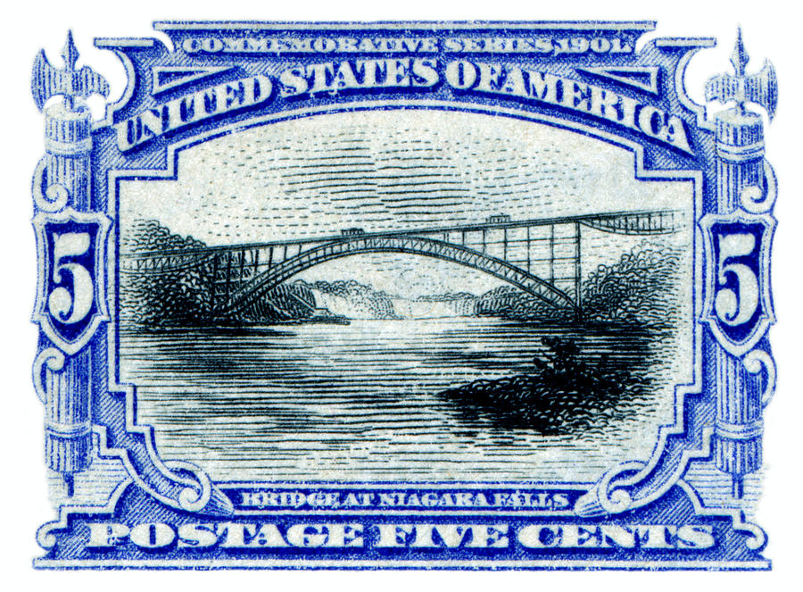 Vintage Painting - 1901 Bridge at Niagara Falls Stamp by Historic Image