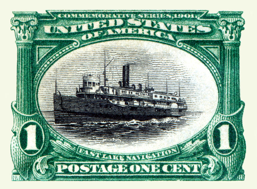 Vintage Painting - 1901 Fast Lake Navigation Stamp by Historic Image