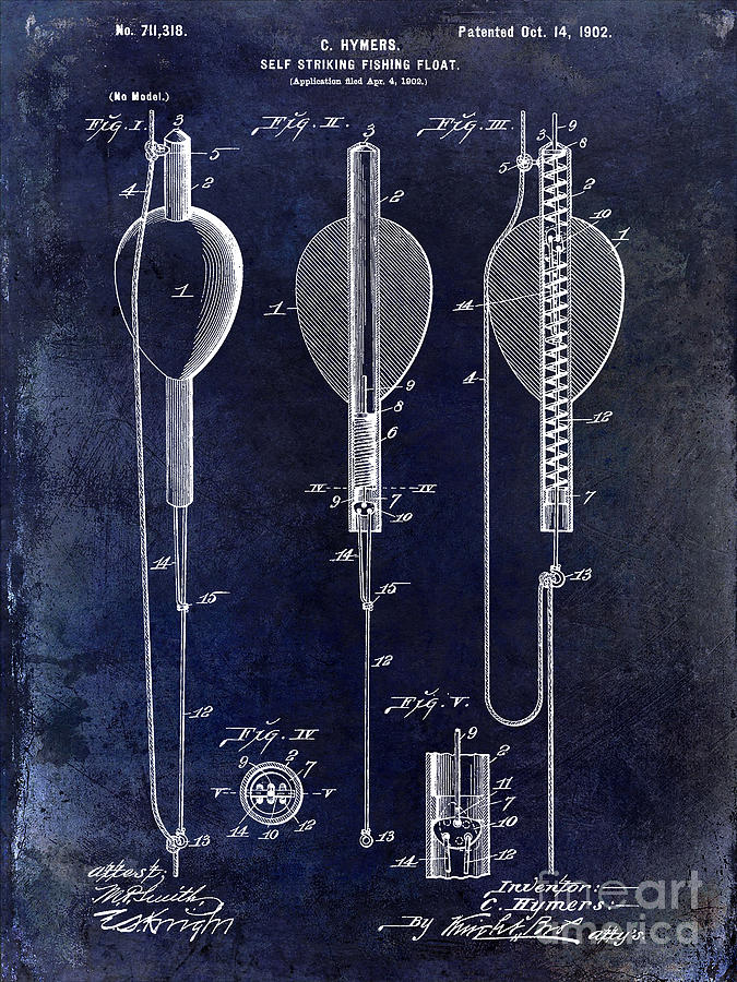 Bass Photograph - 1902 Self Strike Fish Float Patent by Jon Neidert