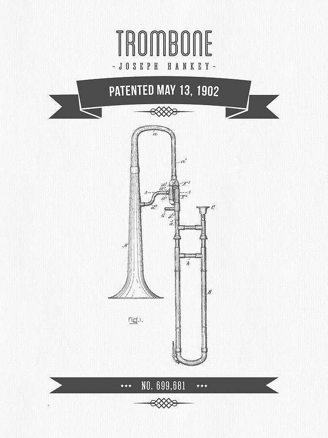 1902 Trombone Patent Drawing Digital Art