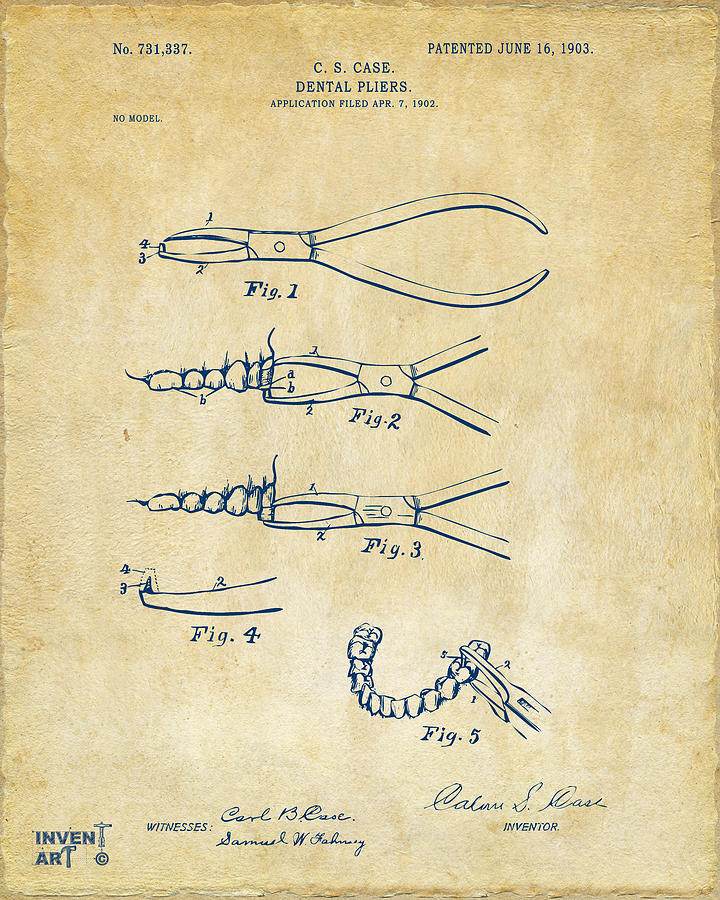 1903 Dental Pliers Patent Vintage Digital Art by Nikki Marie Smith
