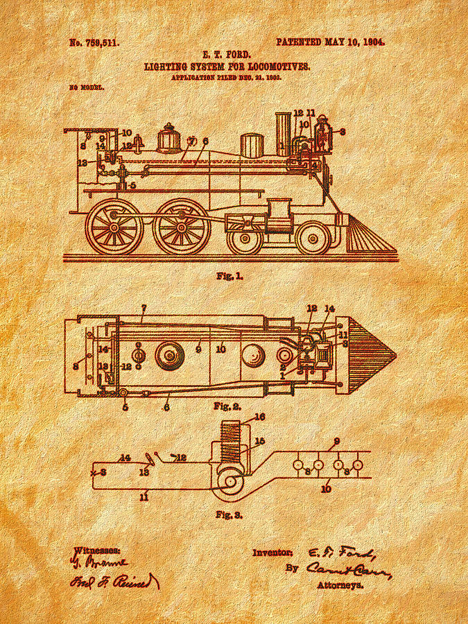 1904 Locomotive Patent Art-2 Photograph by Barry Jones